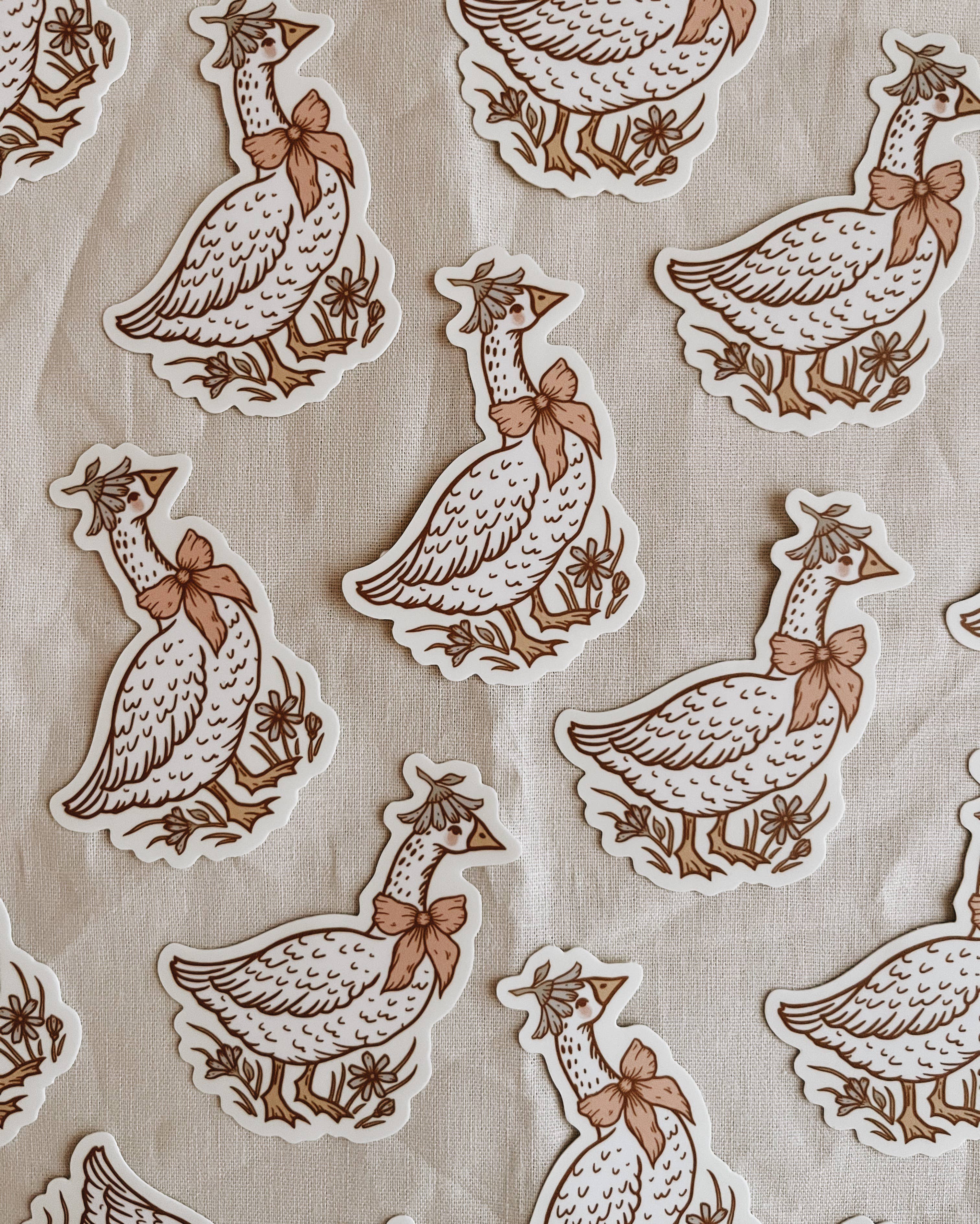 Darling Goose Vinyl Sticker Vintage Style Floral