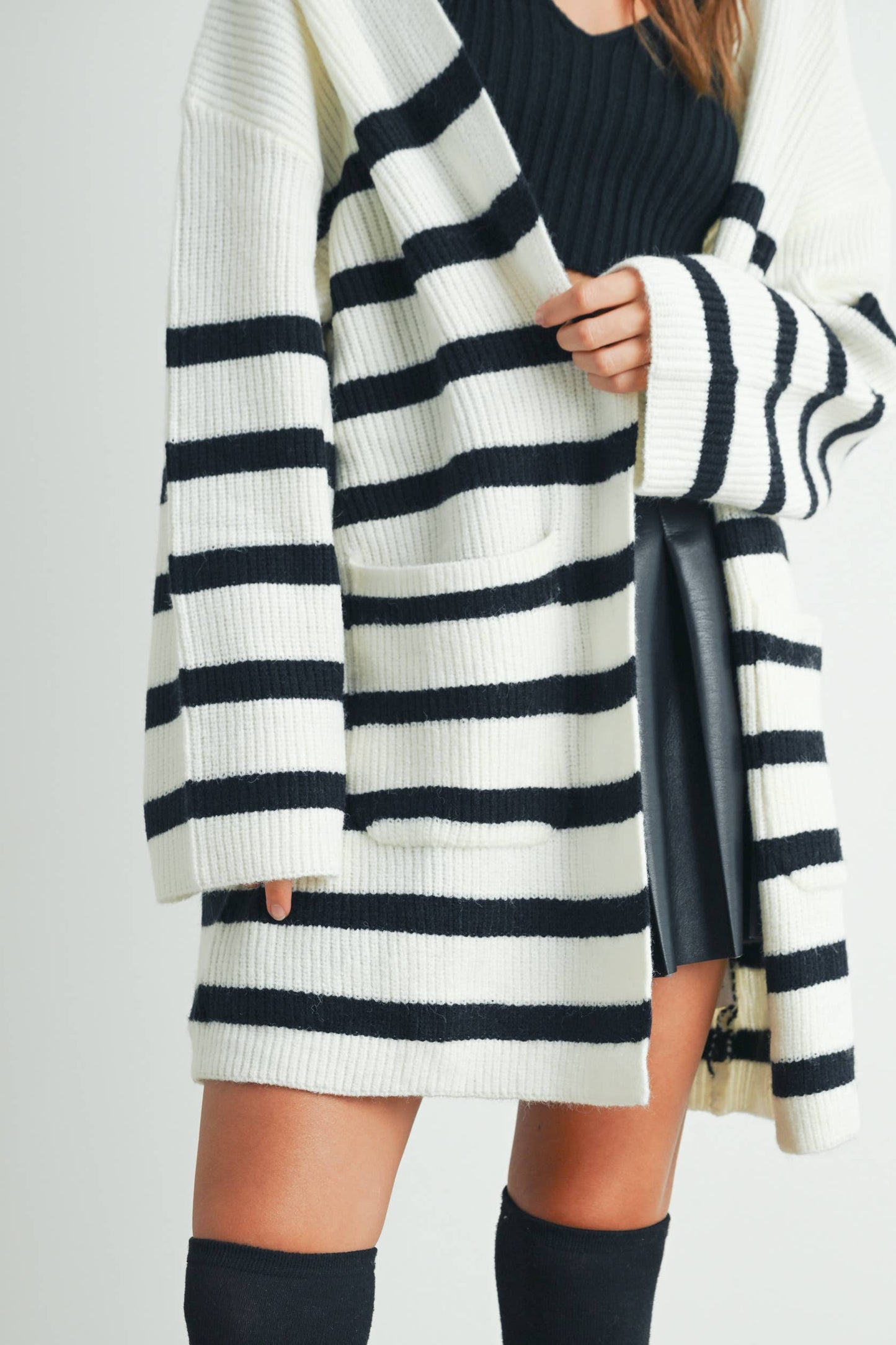 Fall Knitted Stripe Maxi Sweater Cardigan