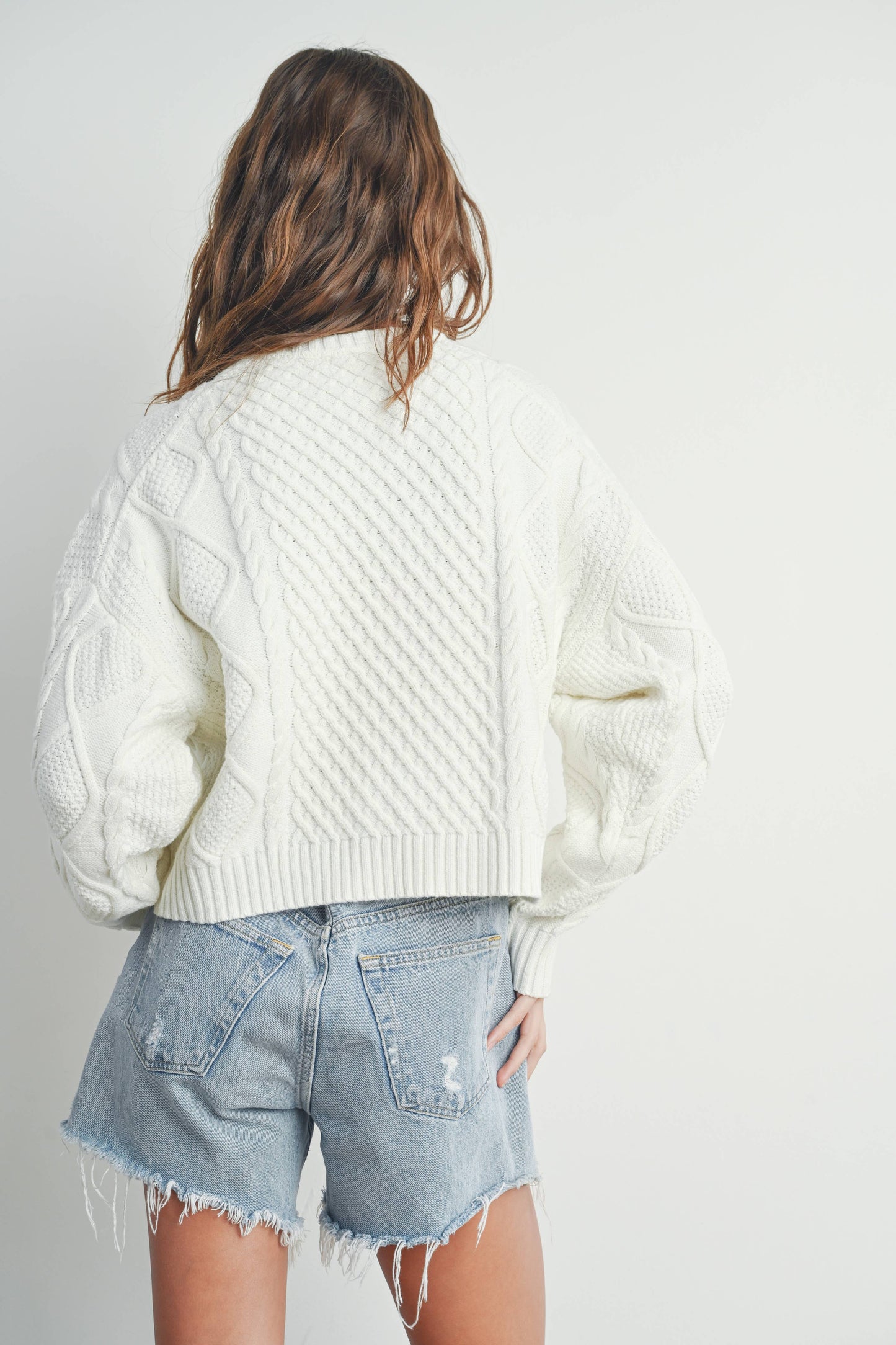 FALL CASUAL SOLID CABLE KNIT SWEATER