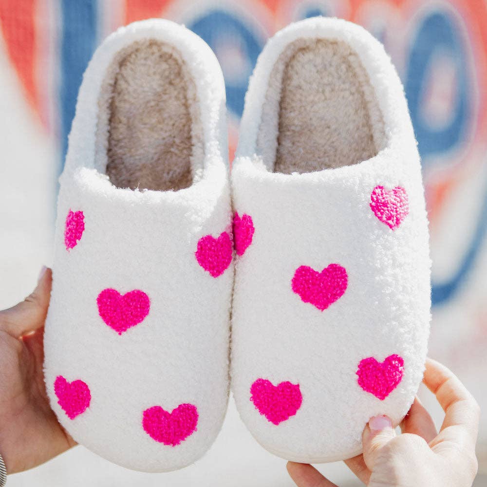 Pink Hearts All Over Valentine's Day Cozy Slippers