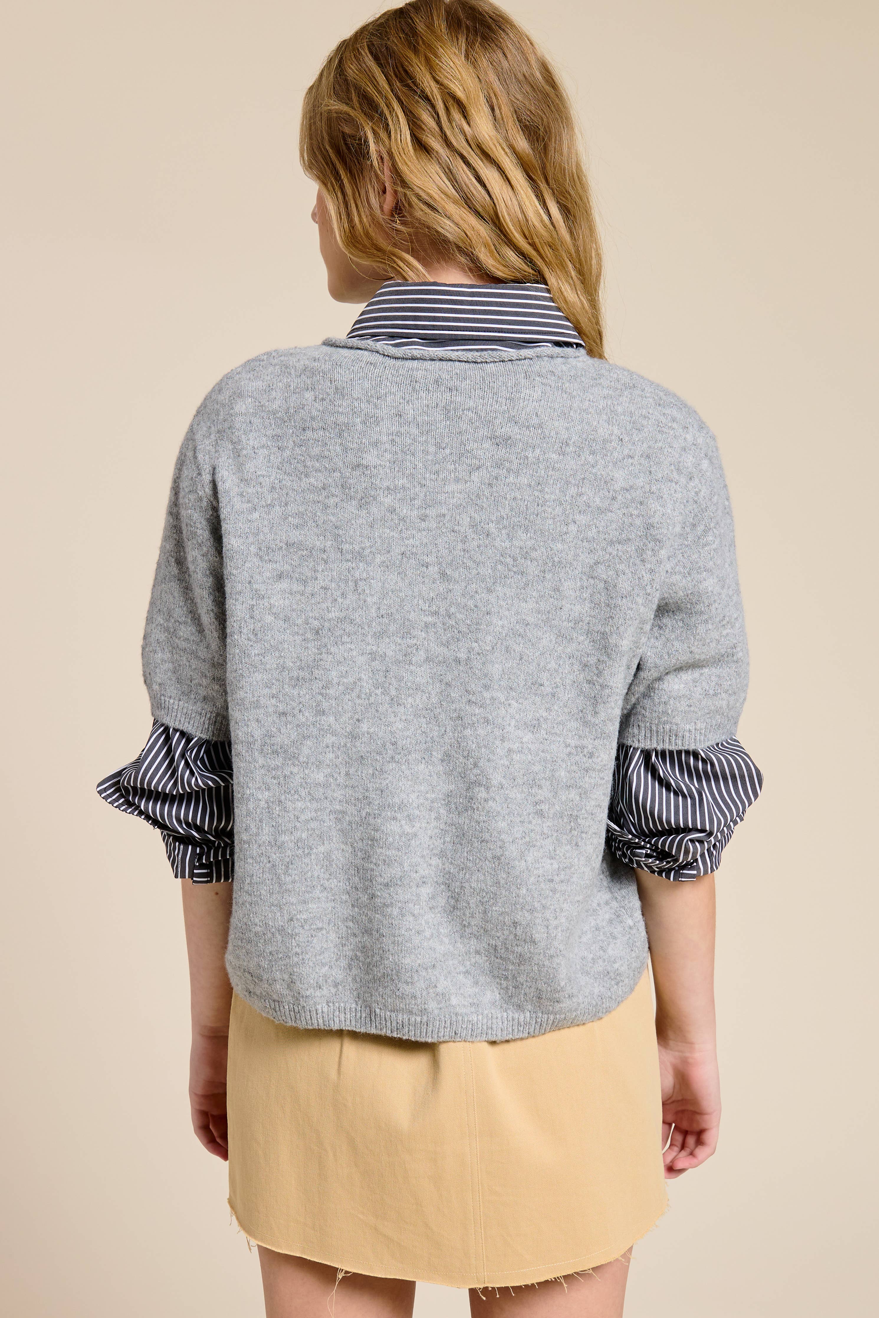 Short Sleeve Button Down Cardigan Top