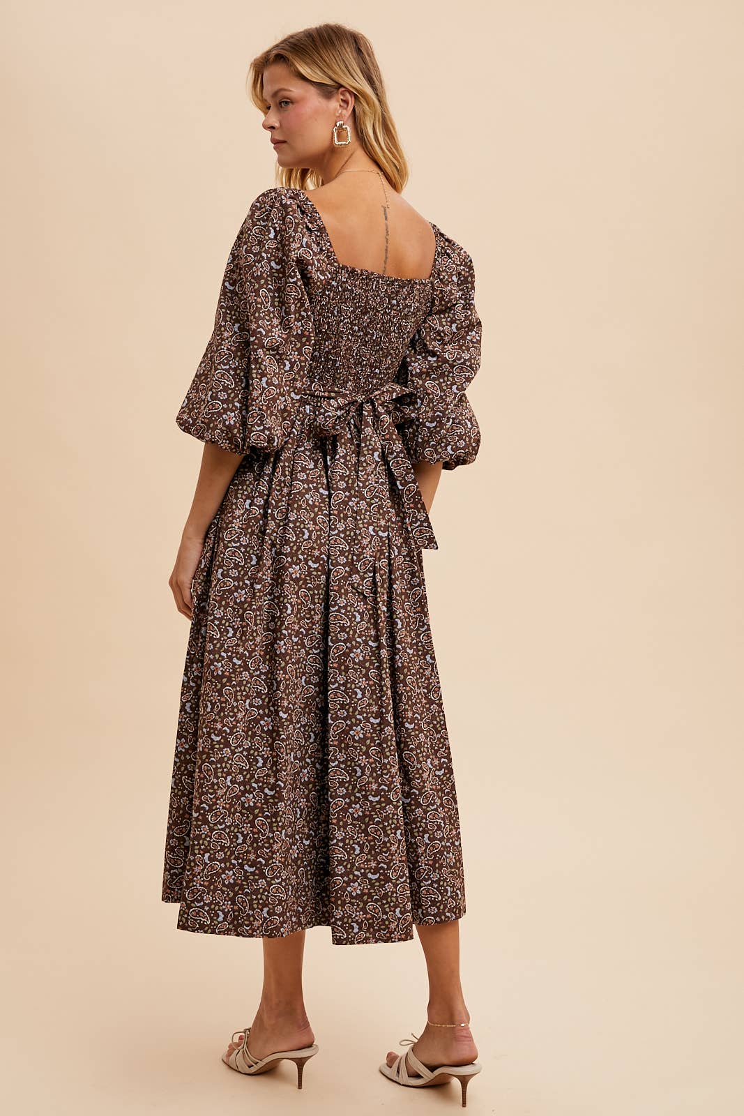 PUFF SLEEVE FLORAL COTTON DRESS