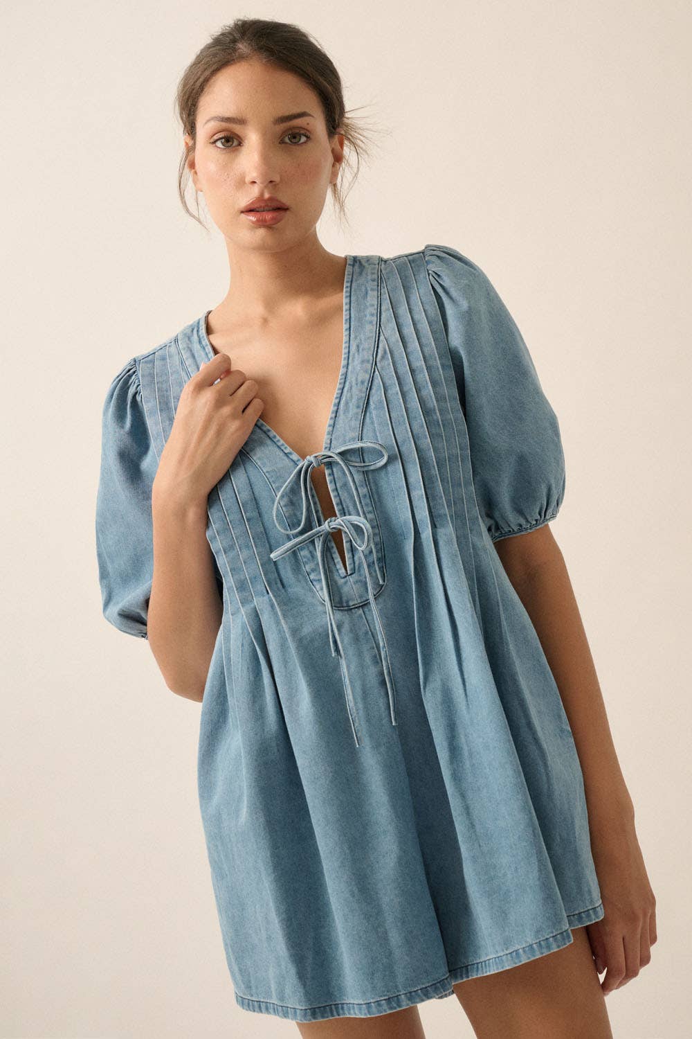 Alisa Denim Pleated Romper