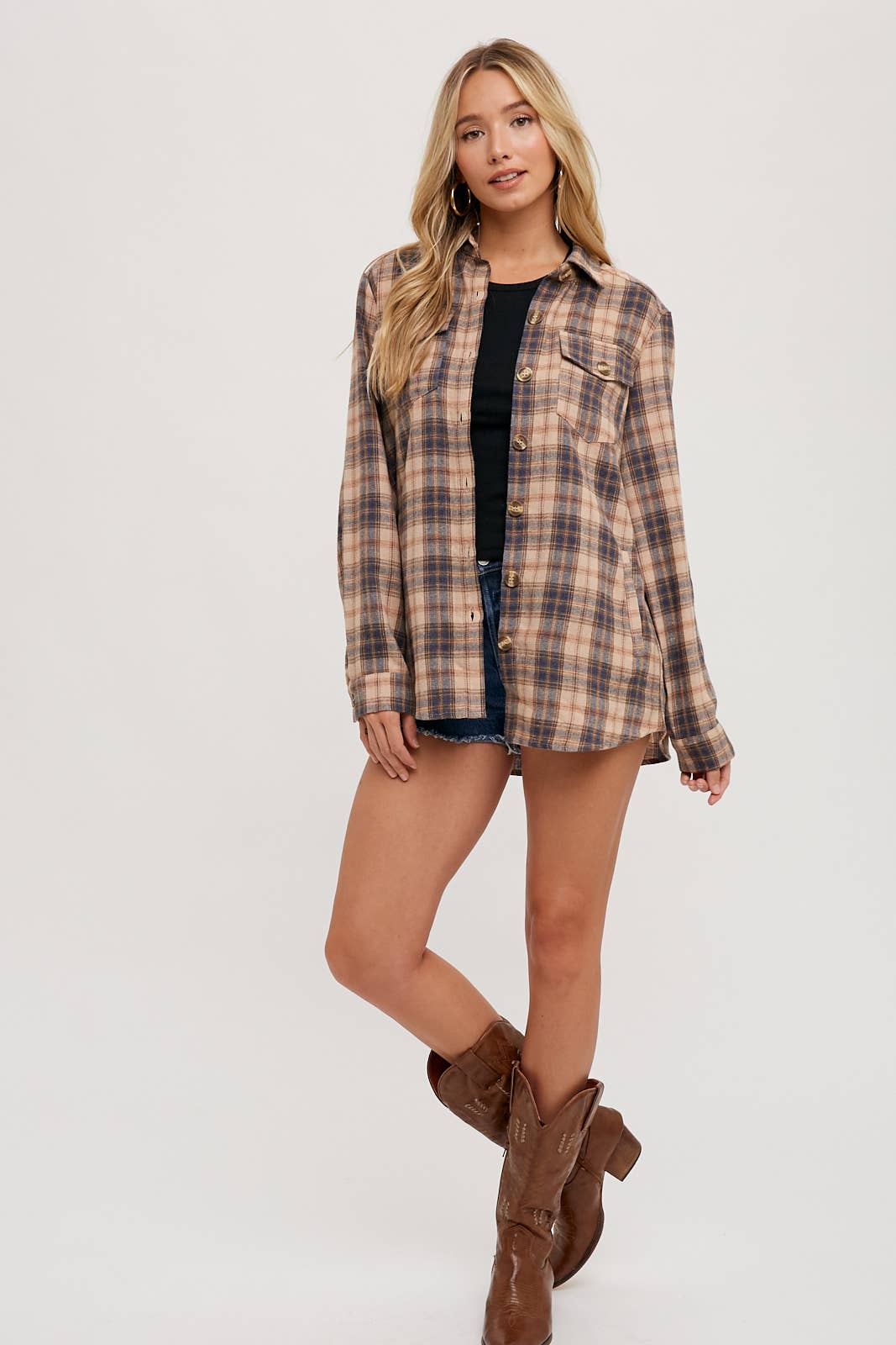 FLANNEL BUTTON DOWN SHIRT TOP