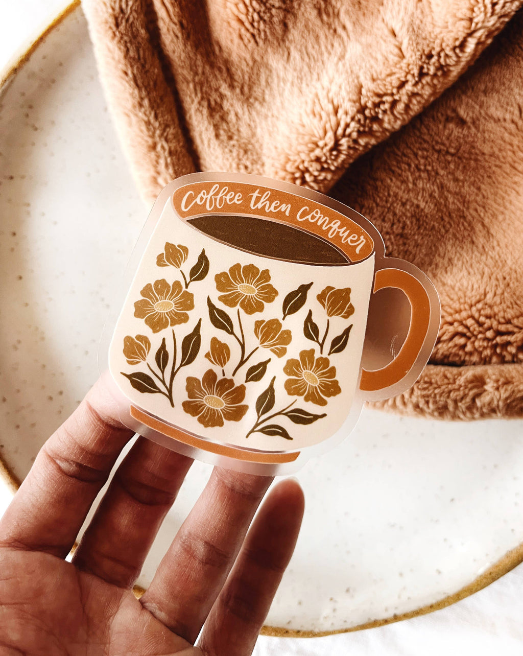 Coffee Lovers Mug Floral Vinyl Sticker