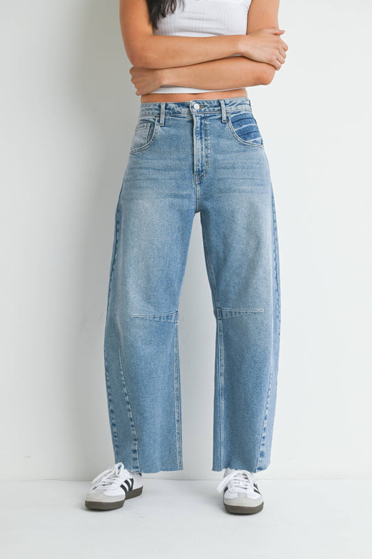 BP473J - LT - Barrel Jean w/ Seams