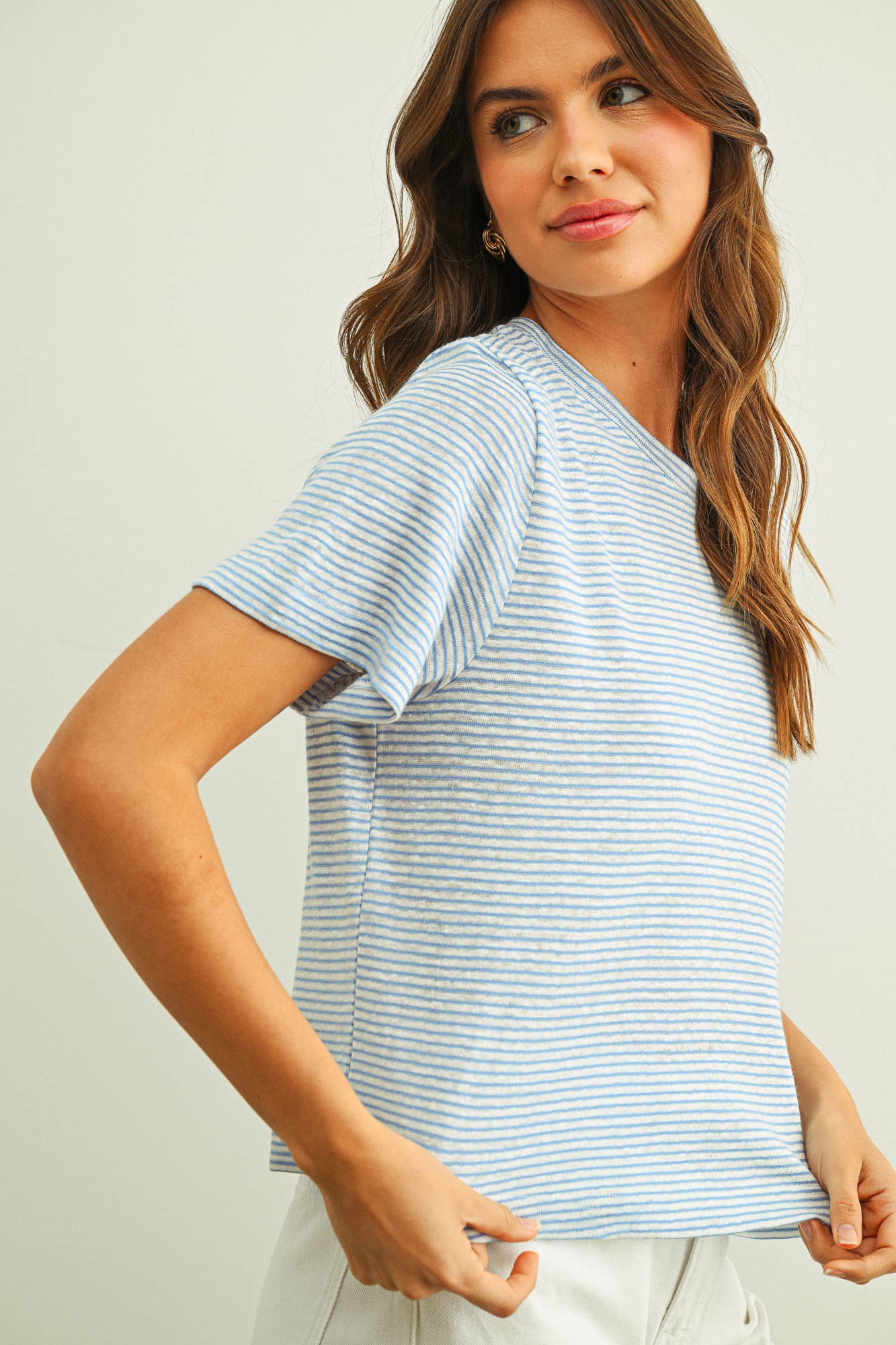 Ember Stripe Slub Short Sleeve Top