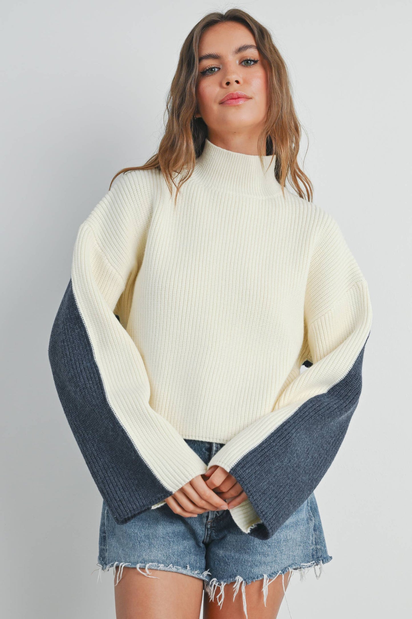 Two Toned Turtleneck Sweater