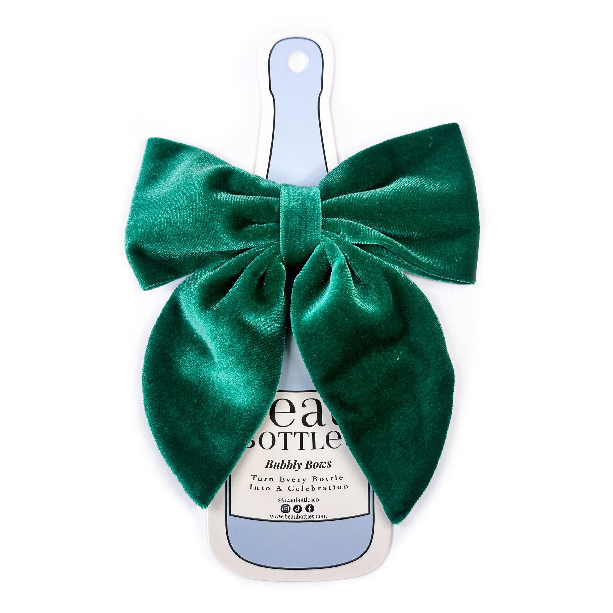 Beau Bottles Green Velvet Bottle Bow