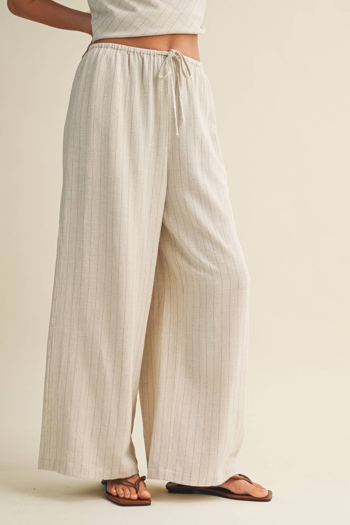 DRAWSTRING WAIST STRIPE PANTS