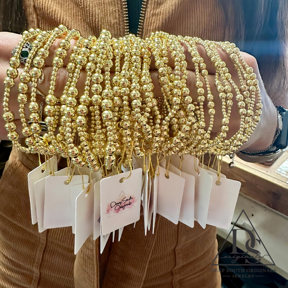 Grace 18k Gold StretchBrass Stretch Bracelet ~ Deep South