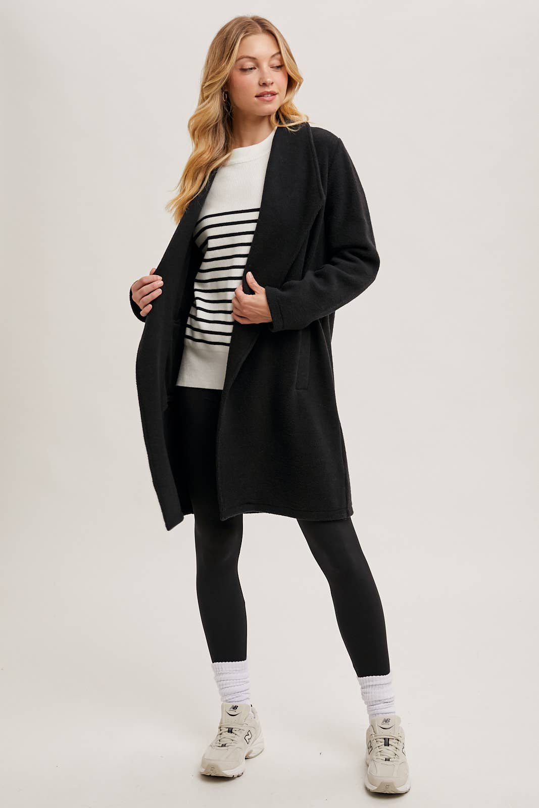 Open Front Knit Jacket, Black