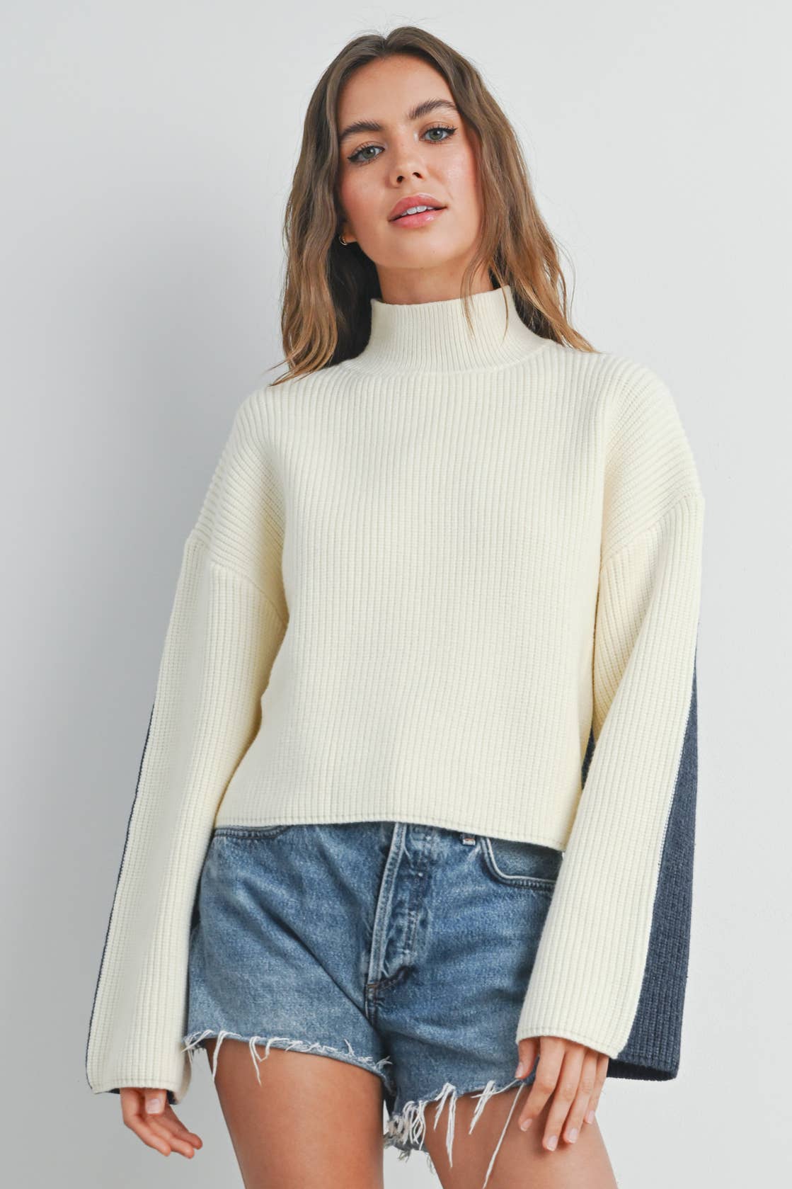 Two Toned Turtleneck Sweater