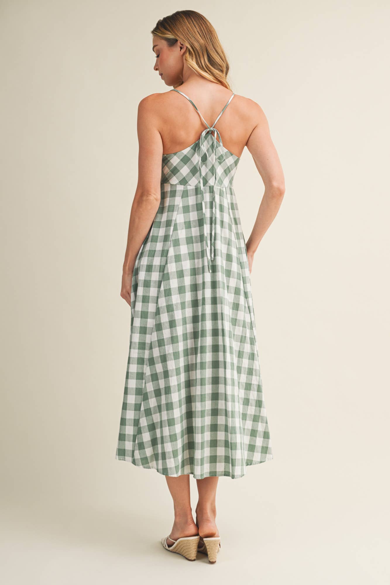 TIE-FRONT GINGHAM DRESS